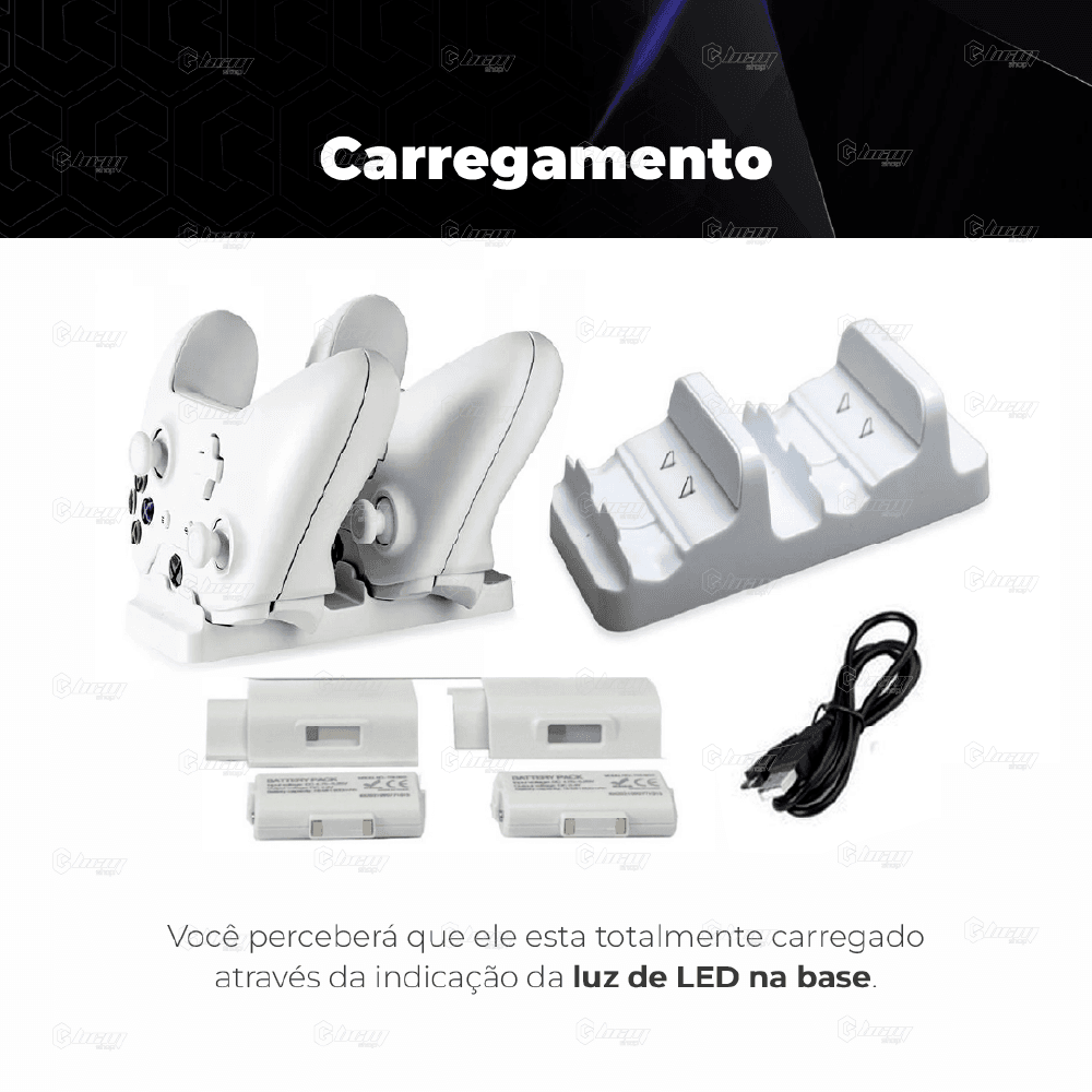 Base Carregador Duplo Branco XBOX One Series S/x + 2 Bateria Base Carregador Duplo Branco XBOX One Series S/x + 2 Bateria