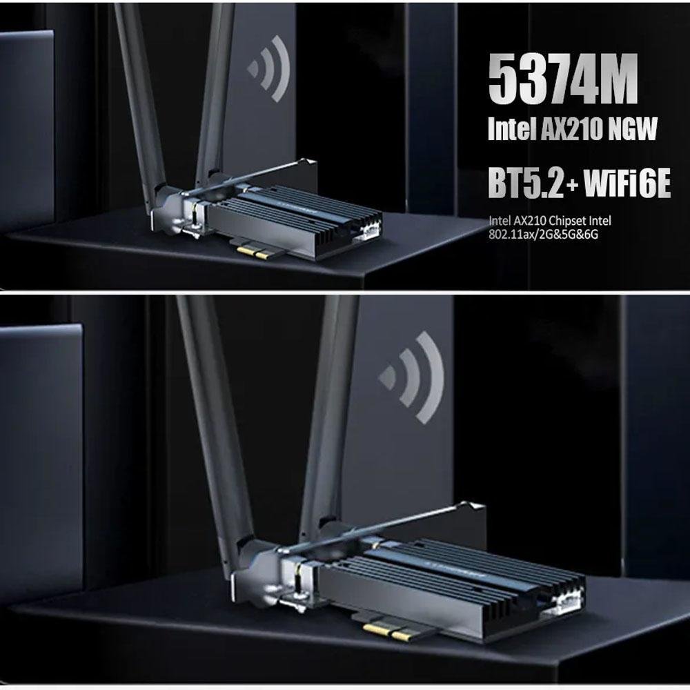 Placa Wifi-6e PCie Cf-ax210pro Bt5.2 Comfast, Band 2.4/5/6Ghz ,5374Mbps