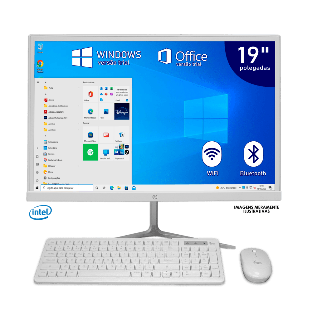 "Computador All In One, 19""HD, Intel Core i5, 8GB RAM, SSD 240GB,  Windows 10 Trial, Branco" em Campinas - foto 2