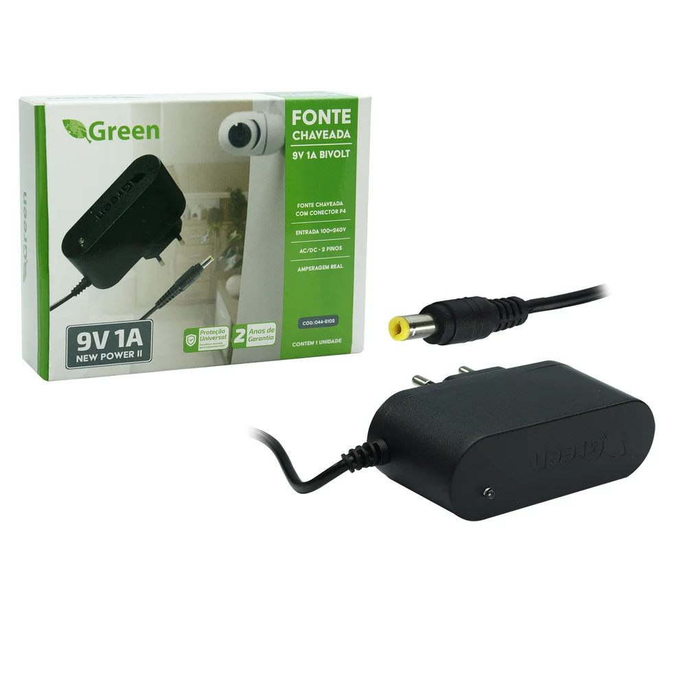 Green Fonte Chaveada 9v 1a Bivolt - Plug 5,5mm X 2,1mm