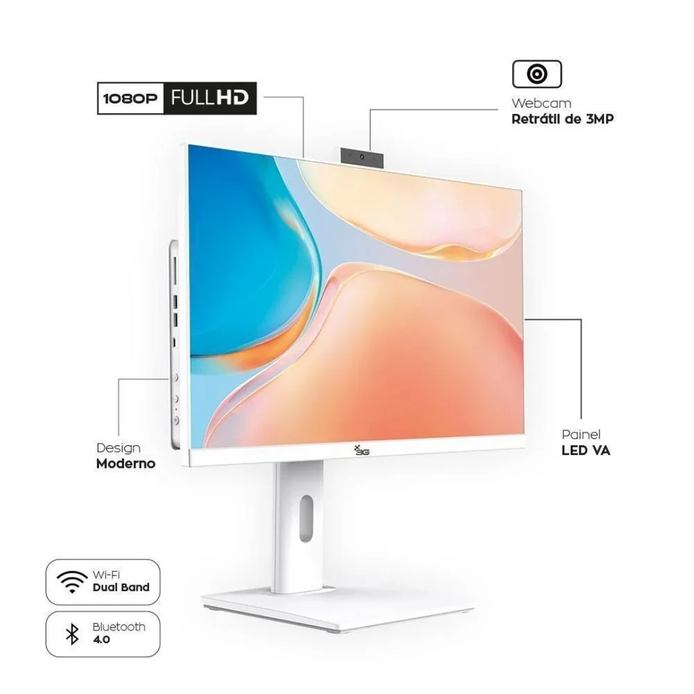 Computador All In One Branco I7 8GB Ram SSD 256gb Tela 24'' Wifi Webcam em Campinas - foto 4