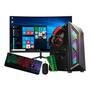 Computador PC Gamer RGB Ryzen 5 5600g RX580 SSD 240GB 16gb Ram Tela 23 Polegadas Curvo Wifi - Preto