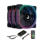 Kit Com 3 Ventoinhas Rise Mode Aura Pro Black ARGB 120mm Preto - RM-AUB-02-ARGB