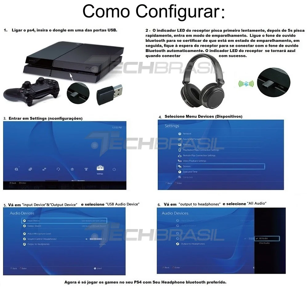 Transmissor Bluetooth Para Playstation 4 Ps4 Para Fone Ouvido Adaptador