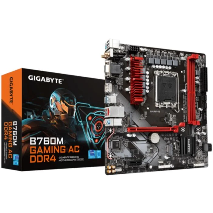 Placa Mãe Gigabyte B760m Gaming Ac Ddr4 Wifi LGA 1700 2xDDR4 Chipset Intel B760 Express Matx Placa Mãe Gigabyte B760m Gaming Ac Ddr4 Wifi LGA 1700 2xDDR4 Chipset Intel B760 Express Matx
