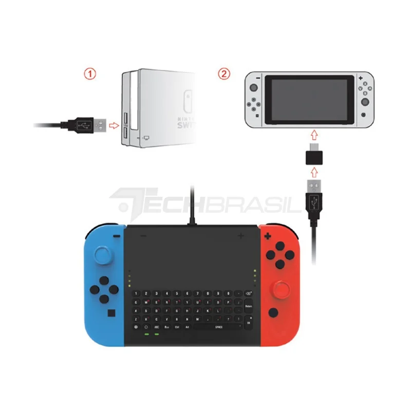 Teclado Chatpad Wireless Para Nintendo Switch Joy-con 54 Teclas Preto Teclado Chatpad Wireless Para Nintendo Switch Joy-con 54 Teclas Preto