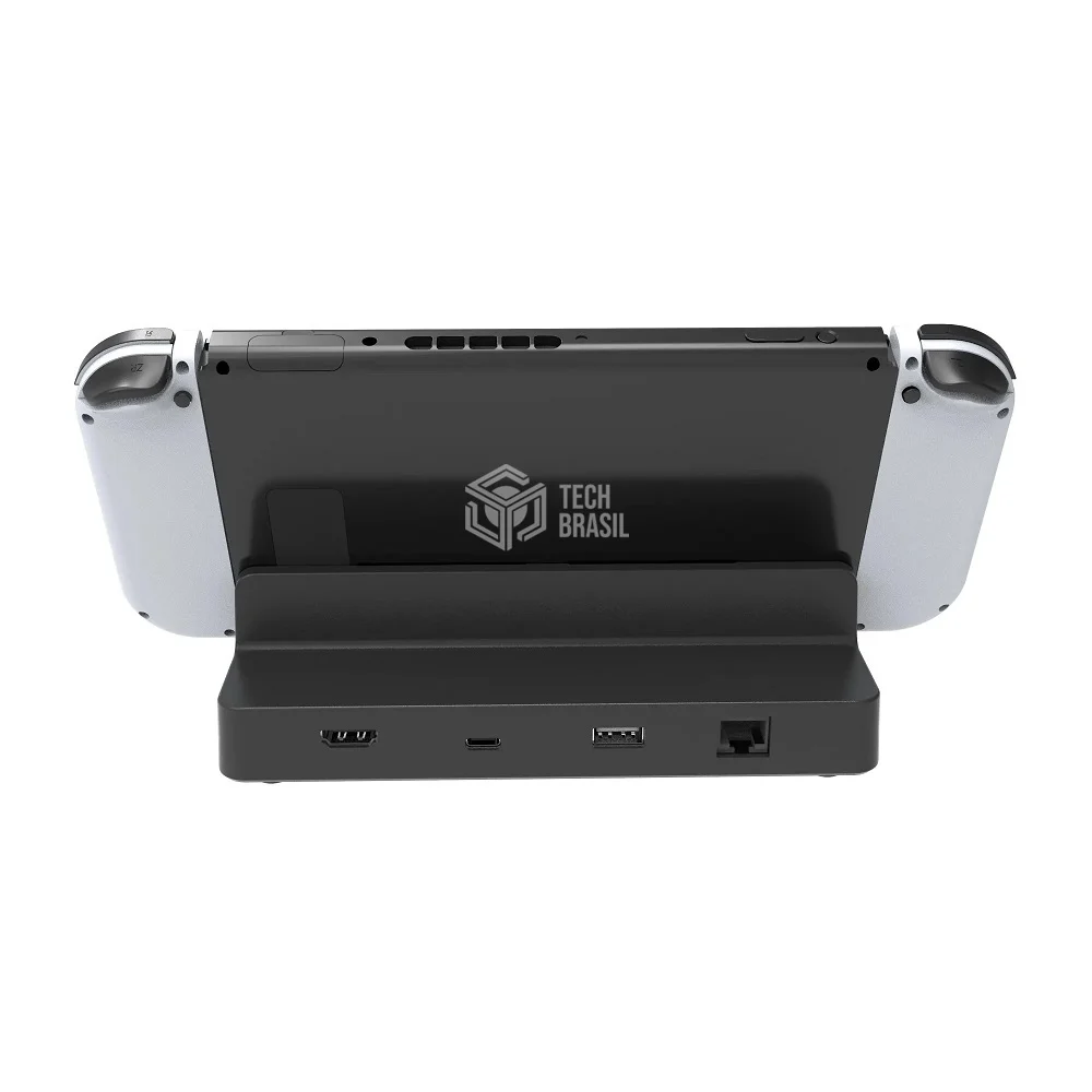 Adaptador Suporte Dock Station Para Nintendo Switch/oLED Usb 3.0 HDMI 4k Rj45 Preto