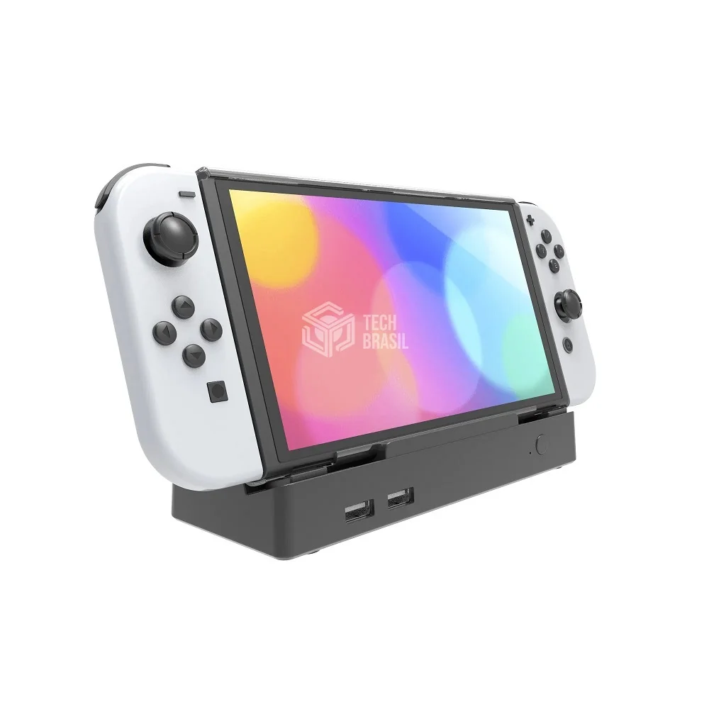 Adaptador Suporte Dock Station Para Nintendo Switch/oLED Usb 3.0 HDMI 4k Rj45 Preto
