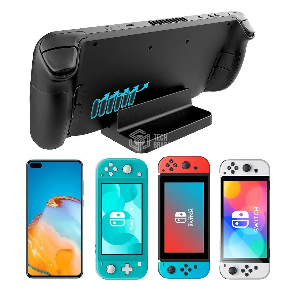 Base Suporte De Mesa Dock Para Steam Deck Nintendo Switch Wii U Celular Preto Base Suporte De Mesa Dock Para Steam Deck Nintendo Switch Wii U Celular Preto