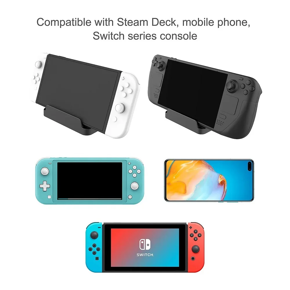 Base Suporte De Mesa Dock Para Steam Deck Nintendo Switch Wii U Celular Preto Base Suporte De Mesa Dock Para Steam Deck Nintendo Switch Wii U Celular Preto