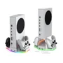 Base Carregador Cooler LED RGB + 2 Baterias + 4 Tampas Compativel Com XBOX Series S