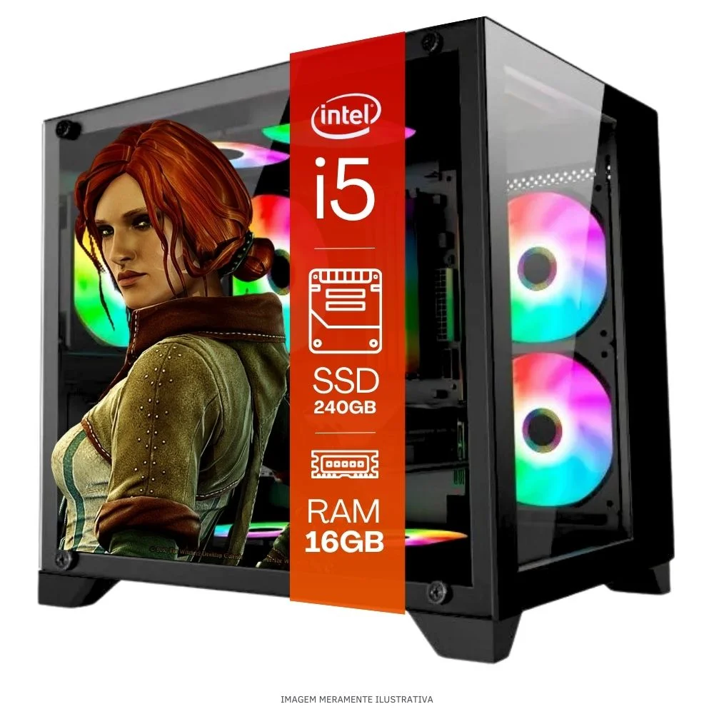 "Computador PC Gamer Completo Balão.info Intel Core I5 SSD 240GB 16gb Gabinete Aquário Teclado Mouse Mouse Pad E Headset Gamer Monitor 23"" WINDOWS 10 Pro Trial" - view 3