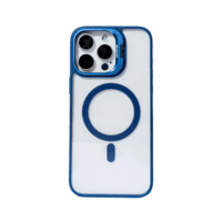 Capa Celular Compatível Ip 14 Promax Indução Lente Em U Mag-safe Cor:azul Escuro