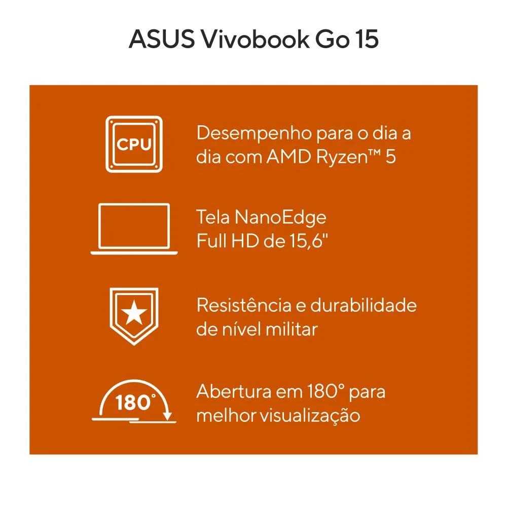 Notebook Asus Vivobook Go 15 E1504fa Amd Ryzen 5 7520u 16gb Ram 512gb SSD Linux Keepos Tela 15,6" LED Fhd Black - Nj1288 Notebook Asus Vivobook Go 15 E1504fa Amd Ryzen 5 7520u 16gb Ram 512gb SSD Linux Keepos Tela 15,6" LED Fhd Black - Nj1288