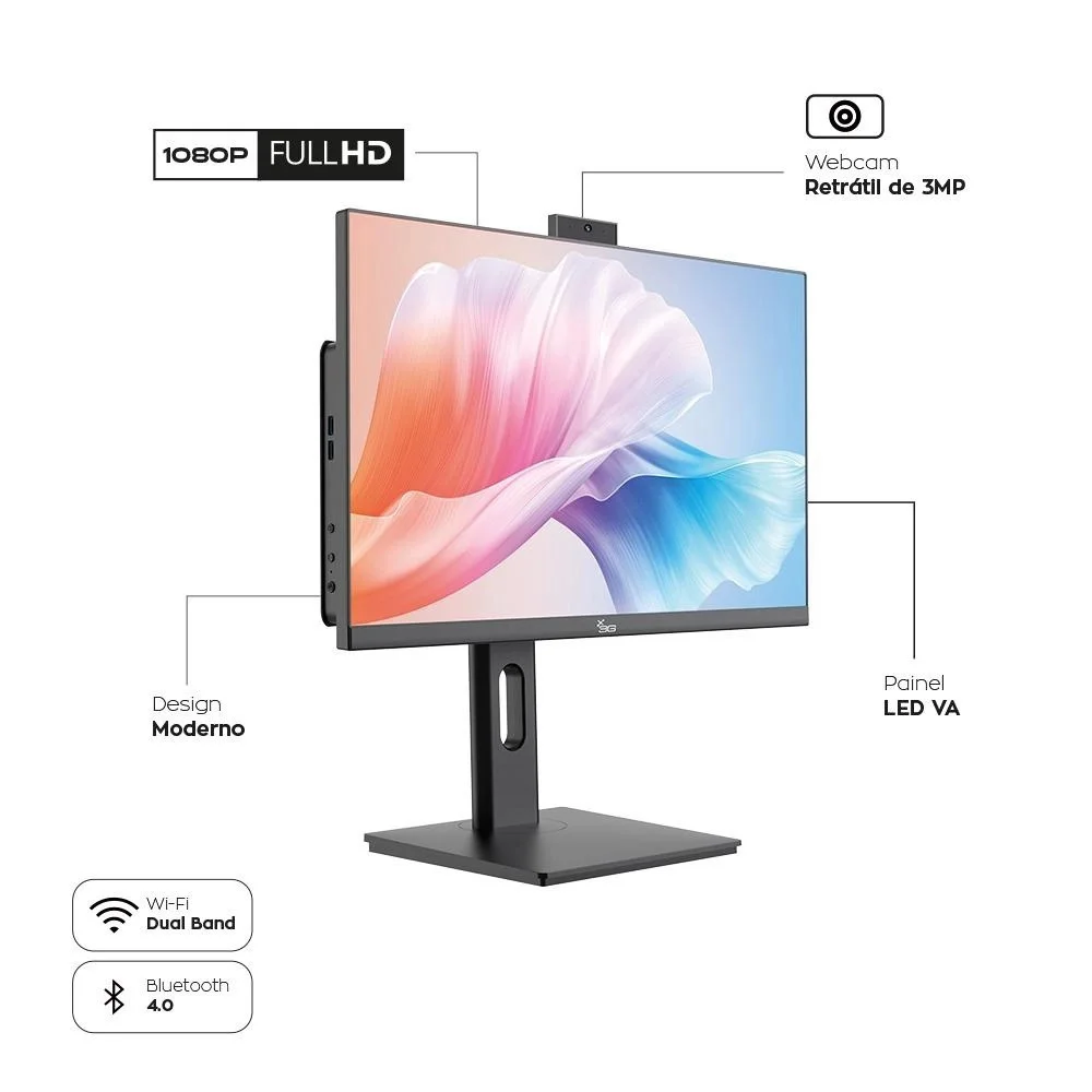 "Computador All In One I7 16gb Ram SSD 240GB Tela 24"" Com Webcam E Ajuste De Altura WINDOWS 10 - Preto." em Campinas - foto 3