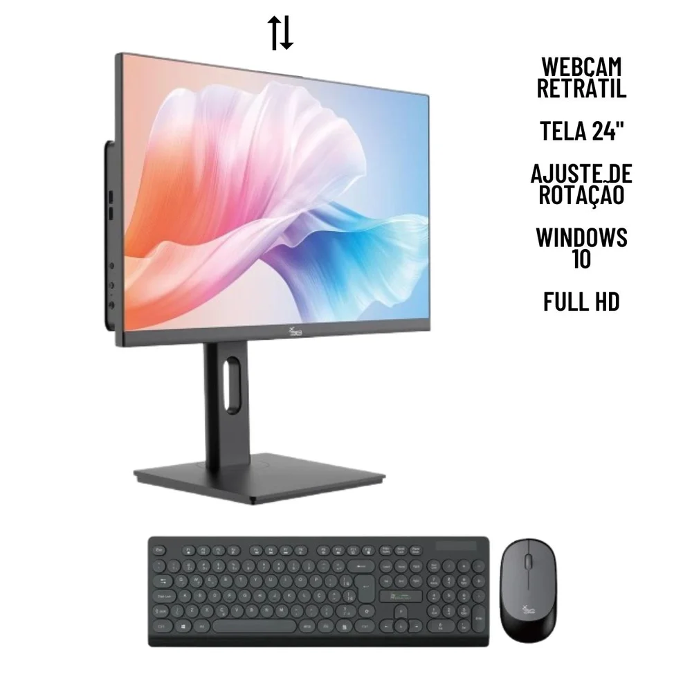 "Computador All In One I7 16gb Ram SSD 240GB Tela 24"" Com Webcam E Ajuste De Altura WINDOWS 10 - Preto." em Campinas - foto 4
