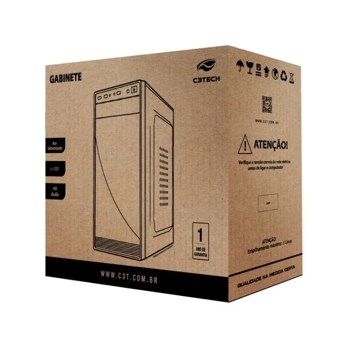 Gabinete Office C3tech Mini Tower Usb 2.0 S/ Fans Preto