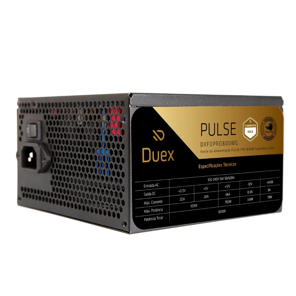 Fonte De Alimentação Duex Multi Pro 800w Cybenetics Gold Pfc Ativo Full Modular - Dxfopro800wg Fonte De Alimentação Duex Multi Pro 800w Cybenetics Gold Pfc Ativo Full Modular - Dxfopro800wg