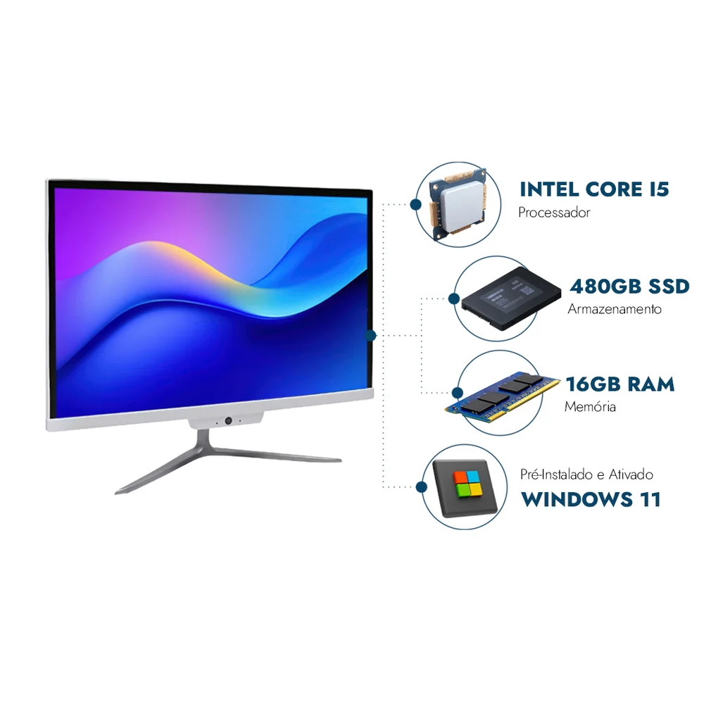 "Computador All In One 21,5"" Nextpc Intel Core i5, 16gb Ram, SSD 480GB, Webcam, Wi-fi, Bluetooth" em Campinas - foto 2