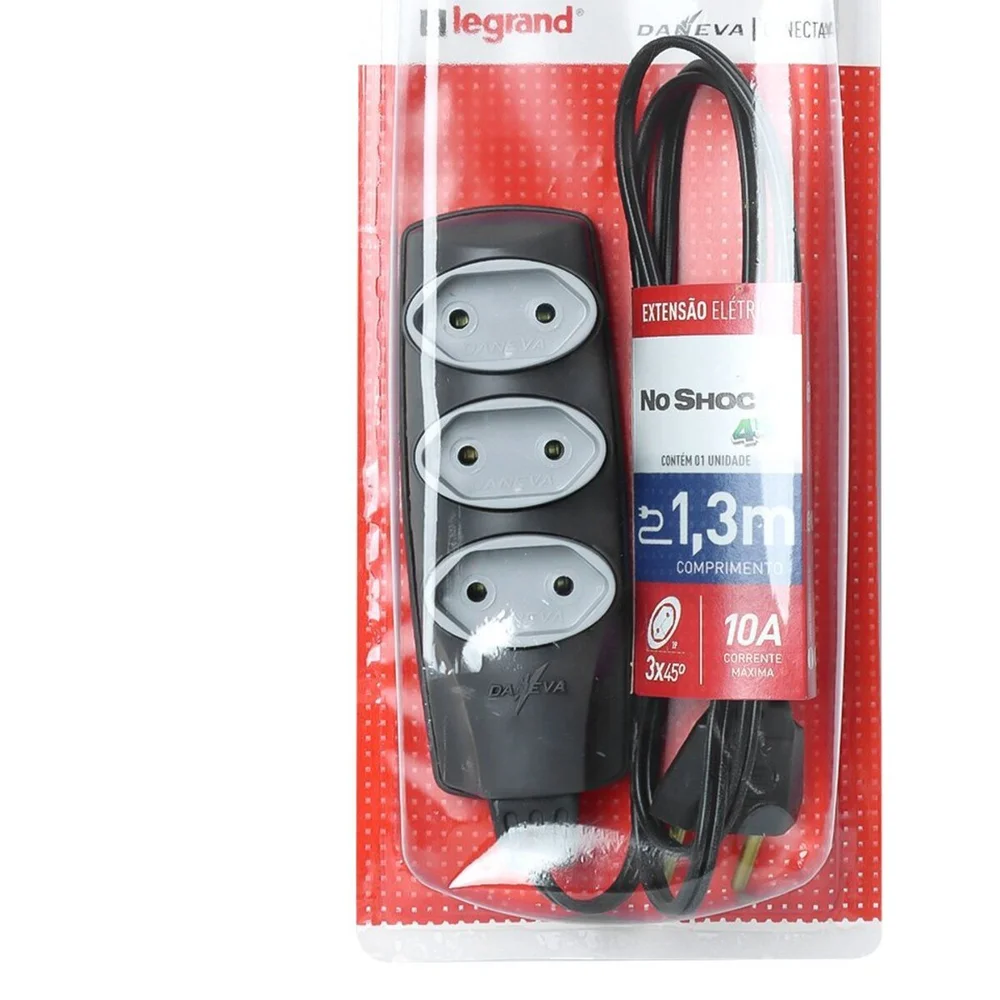 Extensao Noshock 90 Pl 2x0,75 2p 10a Grafite 1,3 Metros Dn1904