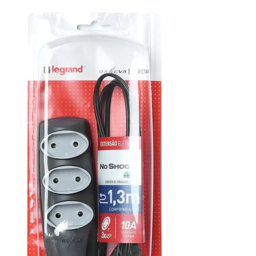 Extensao Noshock 90 Pl 2x0,75 2p 10a Grafite 1,3 Metros Dn1904