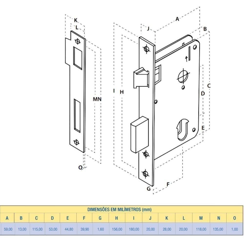 Fechadura Quadratta Premium Interna 2700/81 Roseta 40mm Aliança