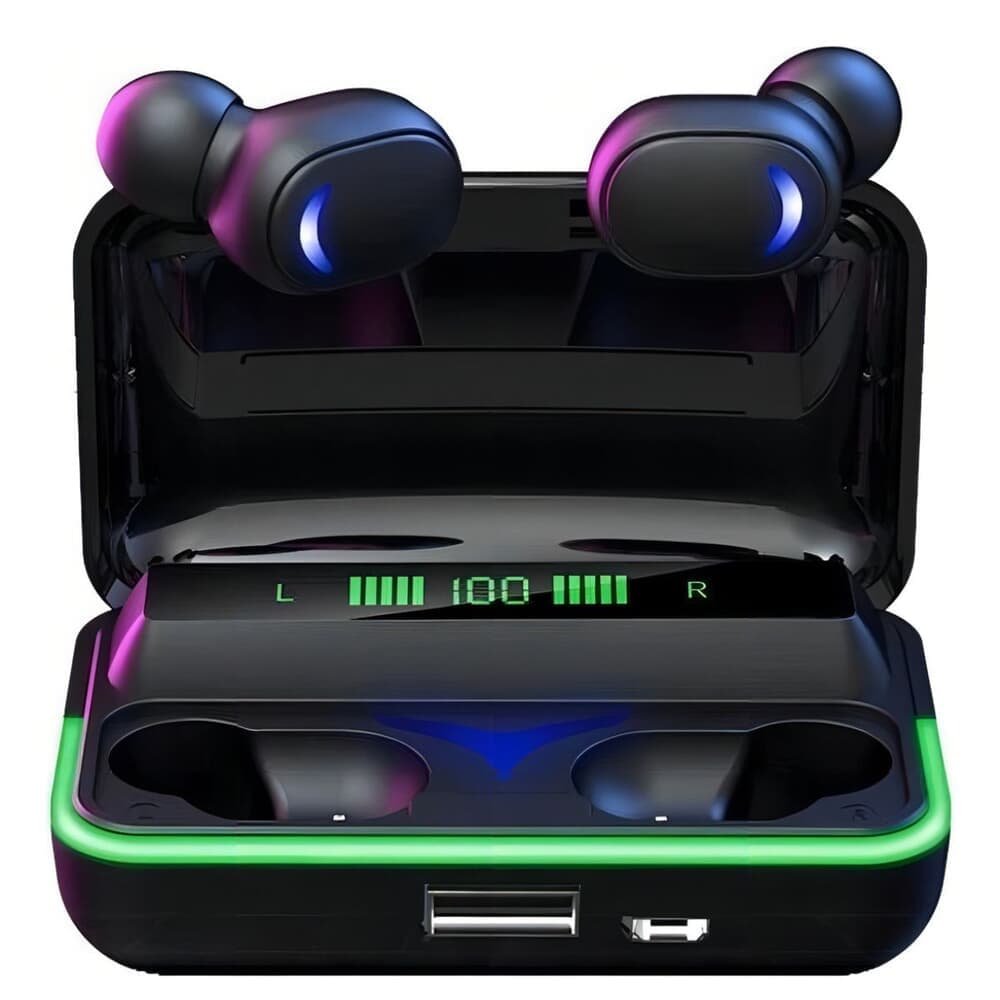 Fone Ouvido Preto LED Power Bank Para Samsung S25