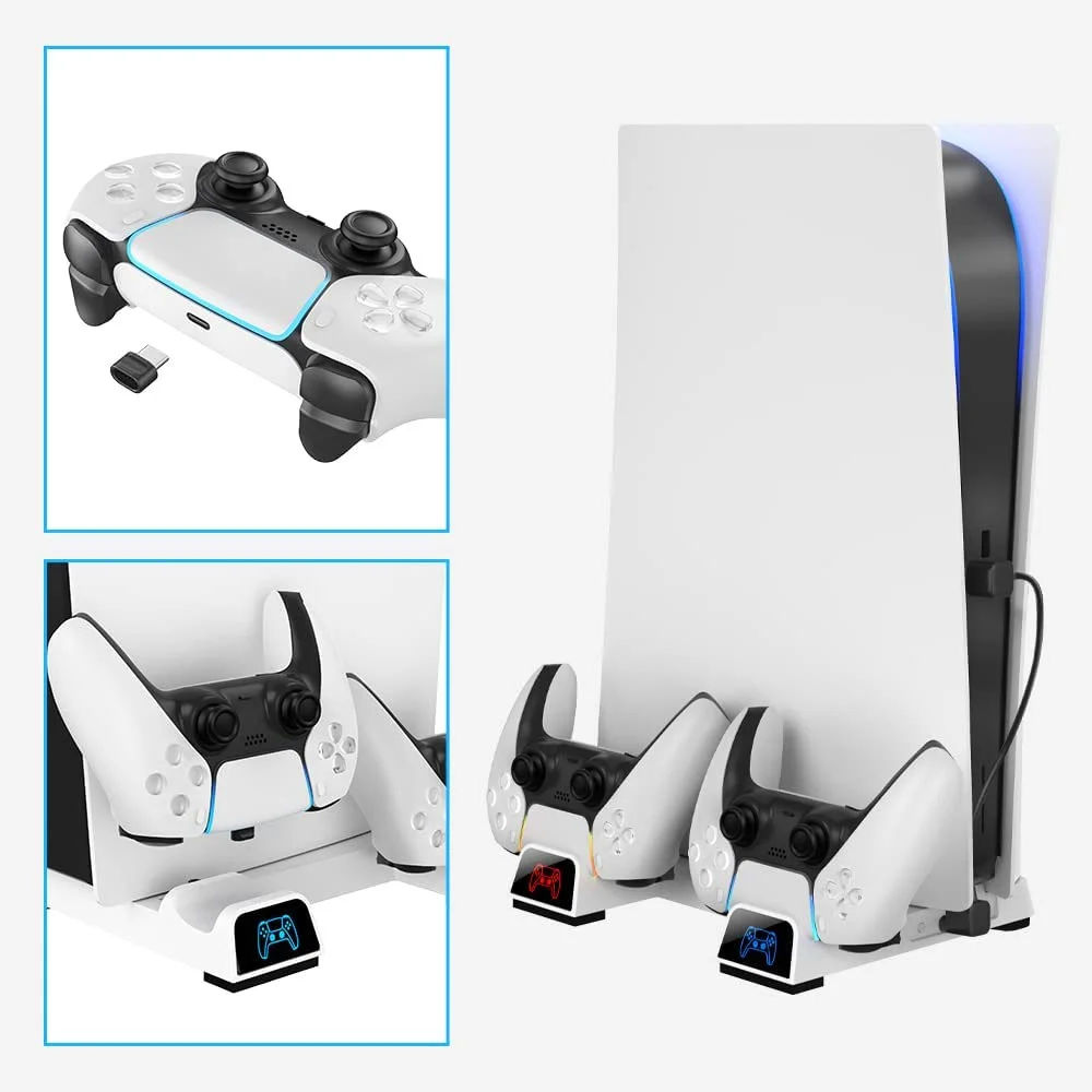 Base Suporte Ps5 Com Resfriador Carregador De Controle Oivo