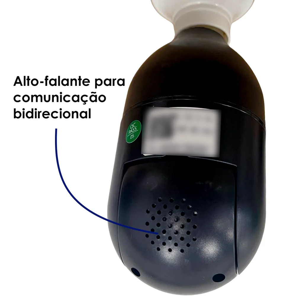 Camera Segurança Panoramica Lampada Wifi Espia C/rastreio Preta Orb777black Orbitronic