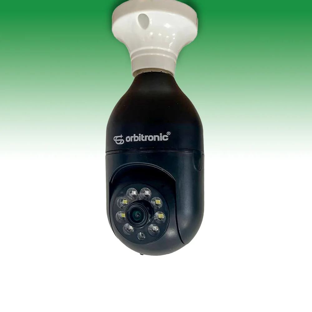 Camera Segurança Panoramica Lampada Wifi Espia C/rastreio Preta Orb777black Orbitronic