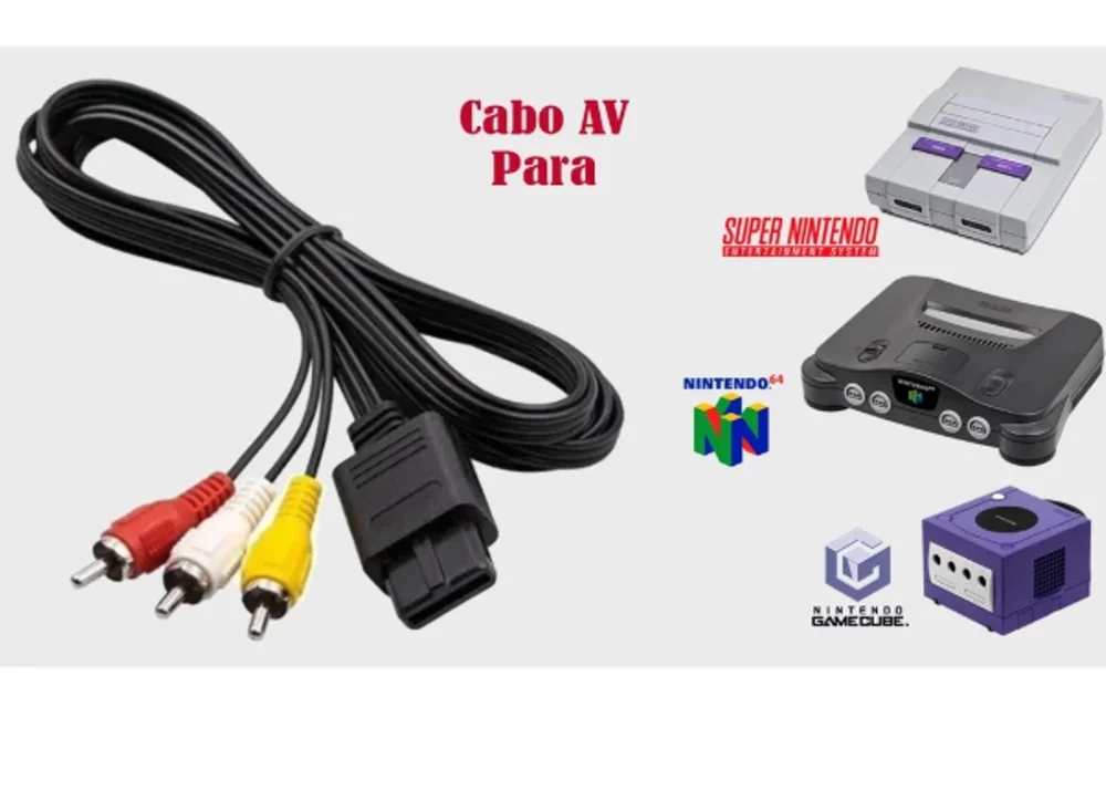 Cabo Av Áudio Vídeo Nintendo 64 Super Nintendo GameCube Famicom