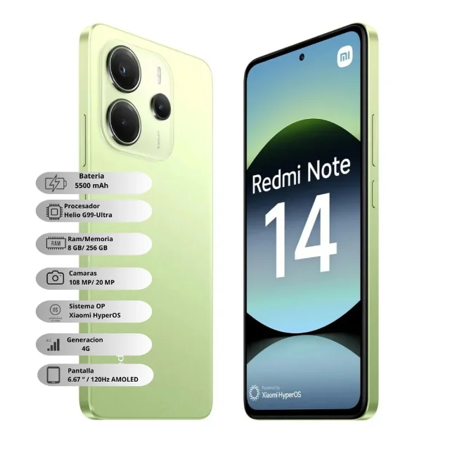 Smartphone Xiaomi Redmi Note 14 256gb - 8GB Ram - Verde  - Global - view 2