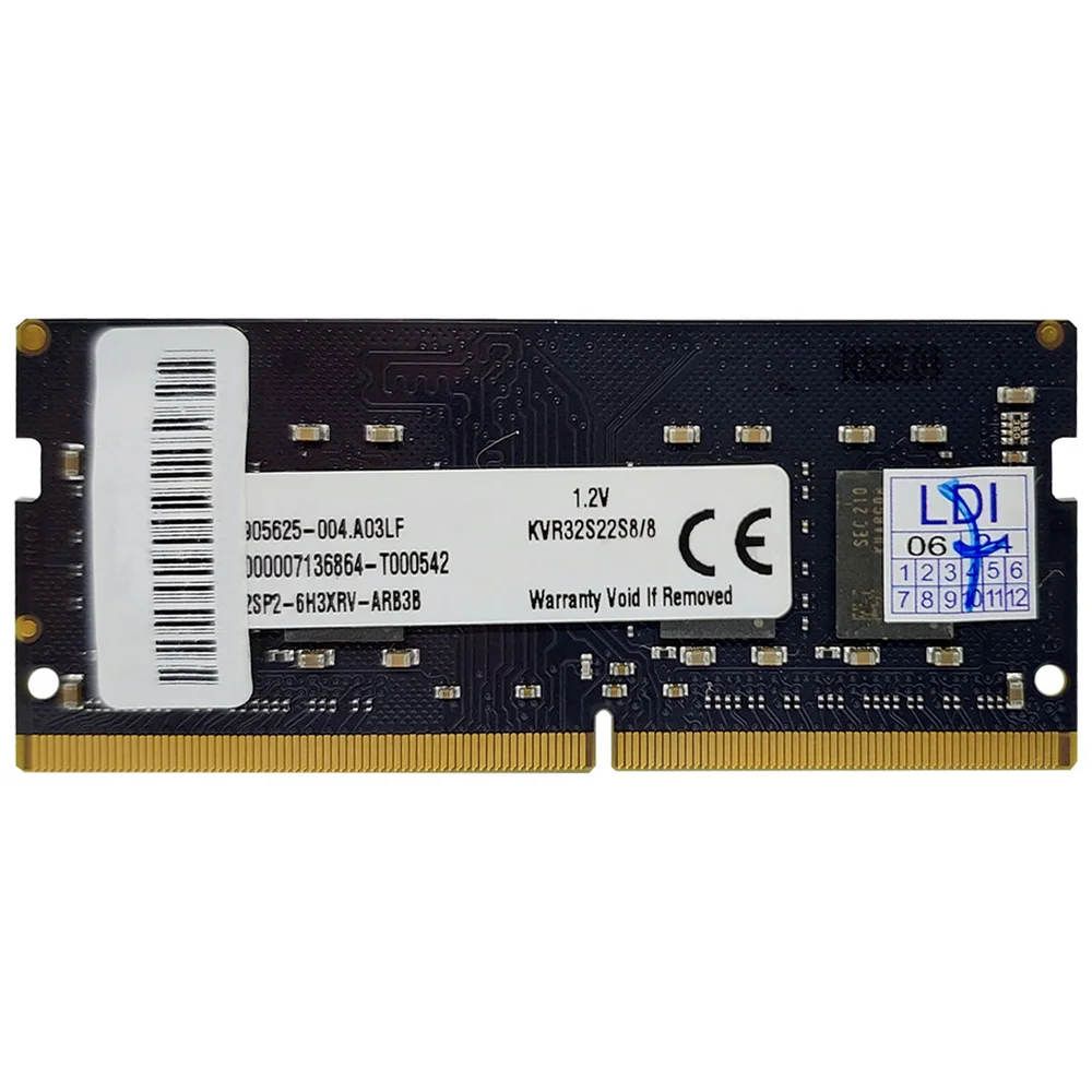 Memória Para Notebook Kingston 8GB, Ddr4, 3200mhz, Cl22 - Kvr24s17s8/8 Memória Para Notebook Kingston 8GB, Ddr4, 3200mhz, Cl22 - Kvr24s17s8/8