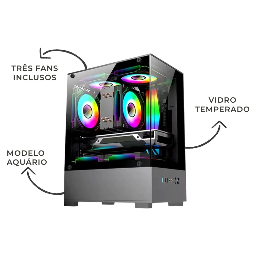 PC Gamer Completo Intel Core i5 Memoria Ram 16gb SSD 240GB Monitor HDMI Teclado Mouse - view 4