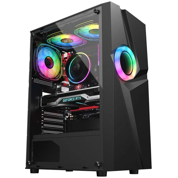Gabinete Kalkan Muspel Mid Tower Vidro Temperado S/fans Preto Gabinete Kalkan Muspel Mid Tower Vidro Temperado S/fans Preto