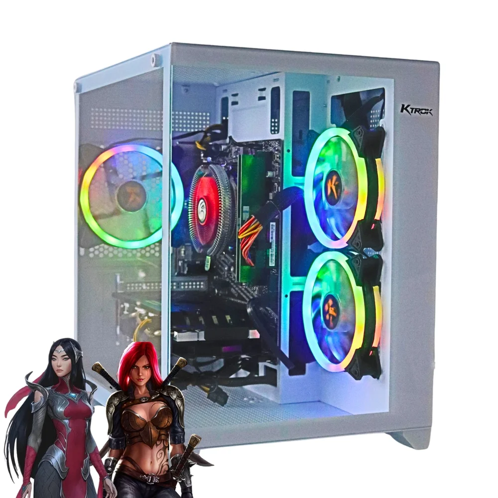 PC Gamer Ryzen 5-5600, GPU RX580 8GB DDR5, SSD 512GB Nvme, 16GB RAM DDR4 3200MHz - Multipc Poseidon White