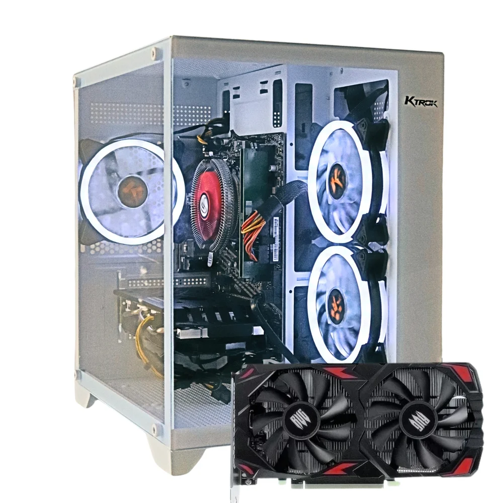 PC Gamer Ryzen 5-5600, GPU RX580 8GB DDR5, SSD 512GB Nvme, 16GB RAM DDR4 3200MHz - Multipc Poseidon White - view 2