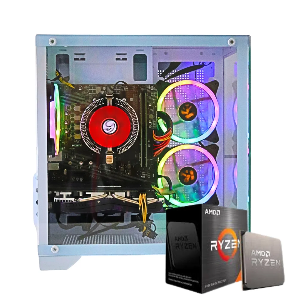 PC Gamer Ryzen 5-5600, GPU RX580 8GB DDR5, SSD 512GB Nvme, 16GB RAM DDR4 3200MHz - Multipc Poseidon White - view 3