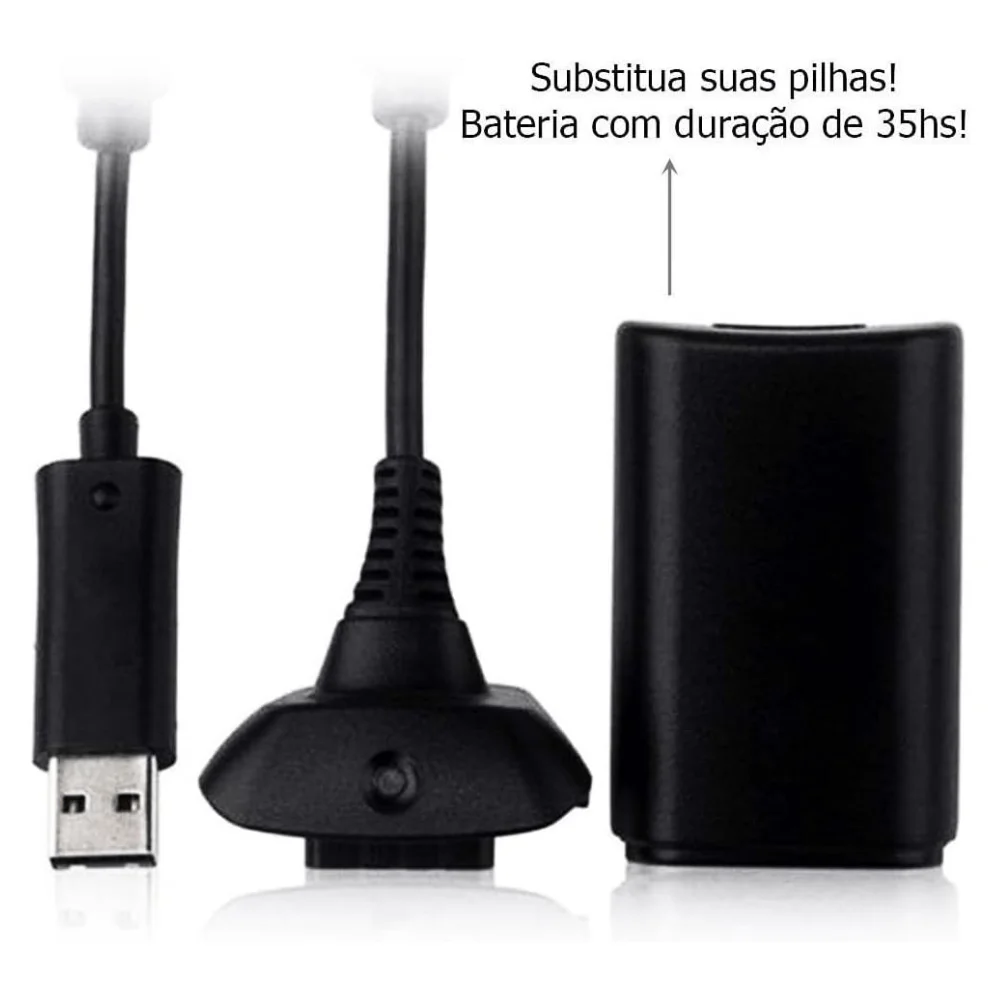 Bateria Com Cabo E Carregador Para Controle 360 Bateria Com Cabo E Carregador Para Controle 360