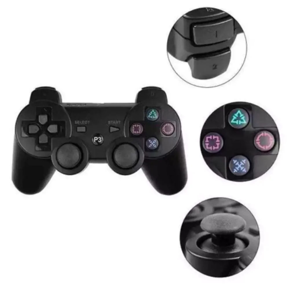 Controle sem Fio Joystick Compativel Playstation 3 Cor Preto Controle sem Fio Joystick Compativel Playstation 3 Cor Preto