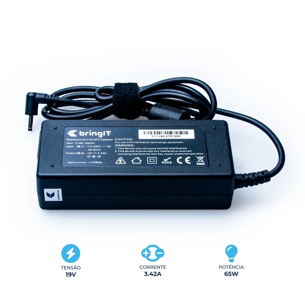 Fonte Carregador Para Notebook Acer Pa-1650-69 3.0mm X 1.1mm - view 4