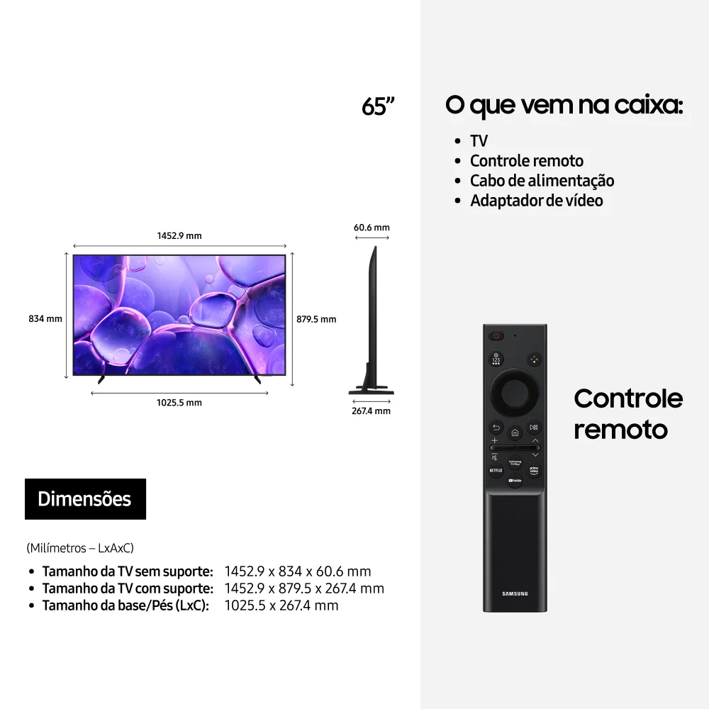 Samsung Smart Tv 65” Crystal Uhd 4k U8100f 2025, XBOX Cloud Gaming, Canais Gratuitos, Alexa 65” - view 3