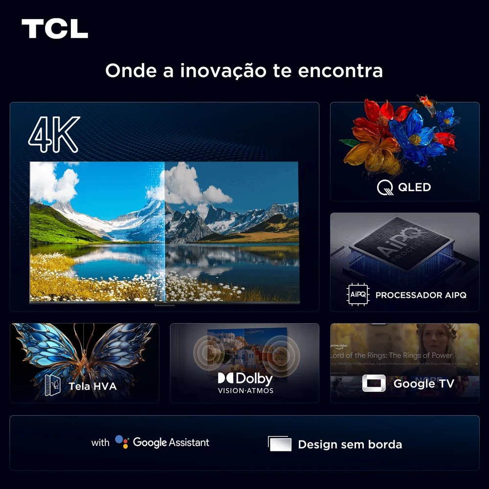 Smart TV TCL 65 Polegadas QLED 4K P7K WiFi Bluetooth Google TV HDR10+ Dolby Atmos Dolby Vision 65P7K Smart TV TCL 65 Polegadas QLED 4K P7K WiFi Bluetooth Google TV HDR10+ Dolby Atmos Dolby Vision 65P7K
