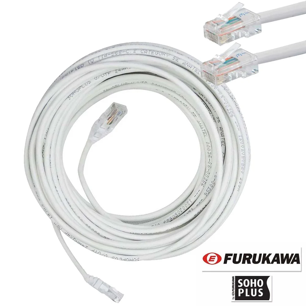 Cabo De Rede Anatel Furukawa Montado 30 Metros Cat5e Branco