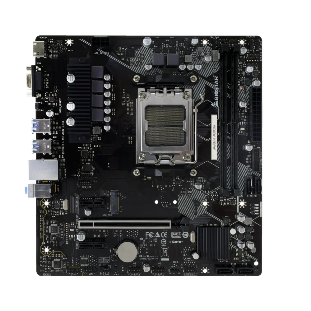 Placa Mãe Biostar A620a Ddr5 Am5 Matx M.2 Vga HDMI A620mh Aurora Ver 6.0 Placa Mãe Biostar A620a Ddr5 Am5 Matx M.2 Vga HDMI A620mh Aurora Ver 6.0