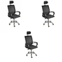 Kit 3 Cadeiras De Escritório Oficial Secretaria Diretor Roma Ergonômica Com Apoio De Nuca