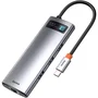 HUB Multifuncional Baseus Metal Gleam 8 em 1 (USB-C para HDMI*1+USB3.0*3+PD*1+RJ45*1+SD/TF*1)