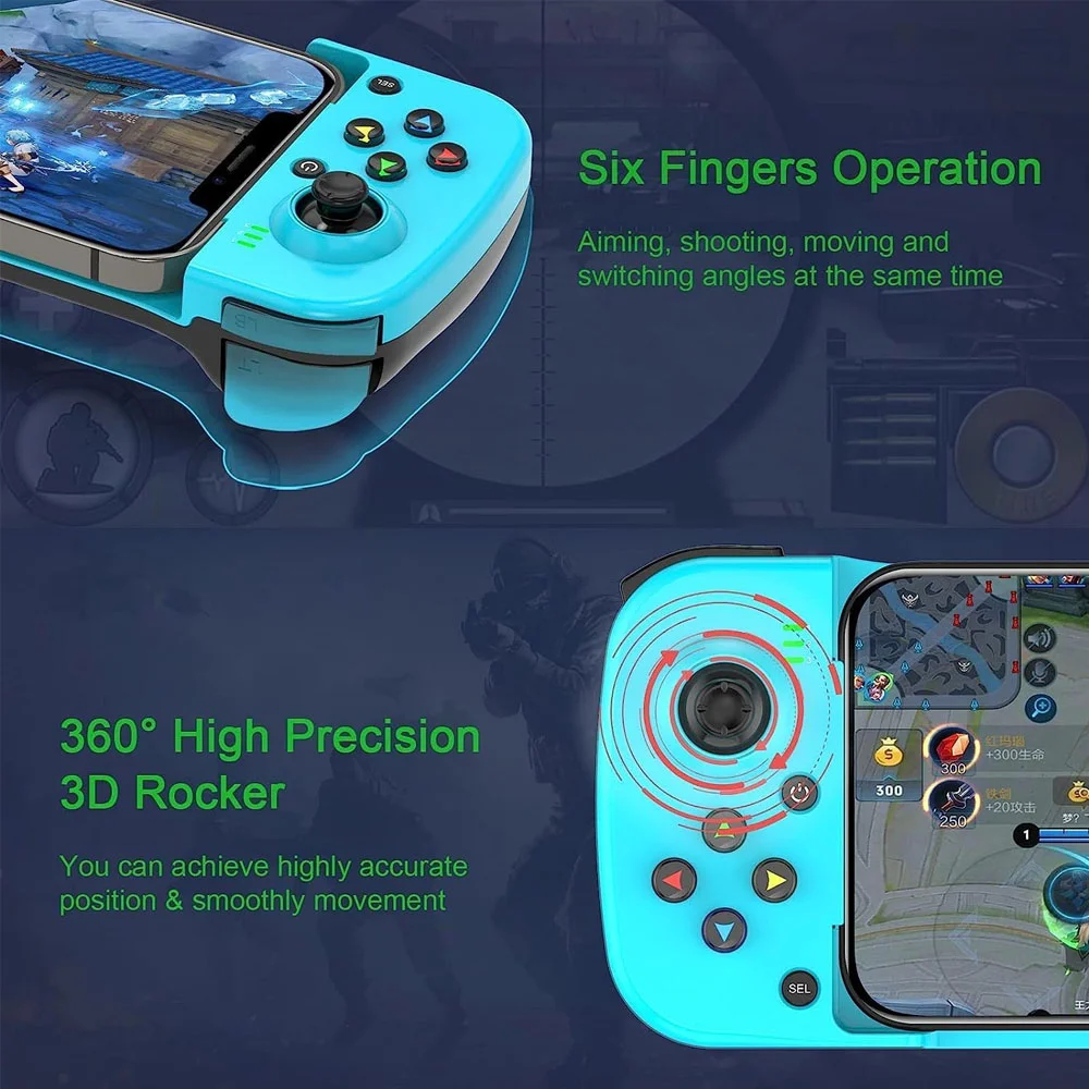 Gamepad Bsp-d3 - Controle Sem Fio Bluetooth - Compatível C/ Android E Ios - Recarregável Ergonomico Cor:verde