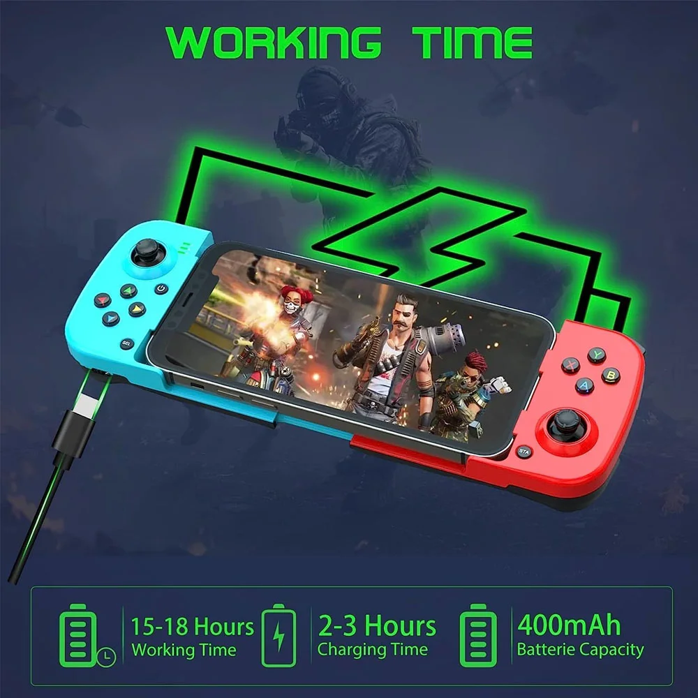Gamepad Bsp-d3 - Controle Sem Fio Bluetooth - Compatível C/ Android E Ios - Recarregável Ergonomico Cor:verde