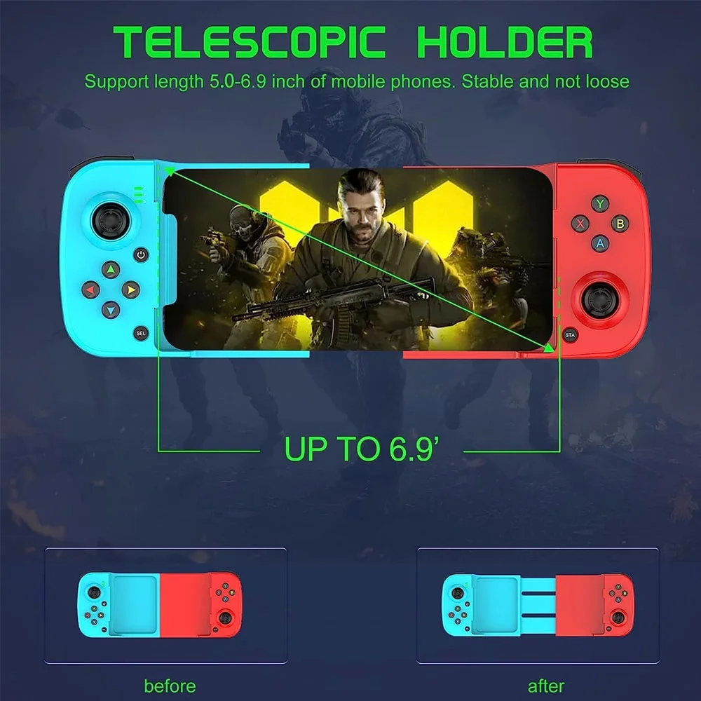 Gamepad Bsp-d3 - Controle Sem Fio Bluetooth - Compatível C/ Android E Ios - Recarregável Ergonomico Cor:verde